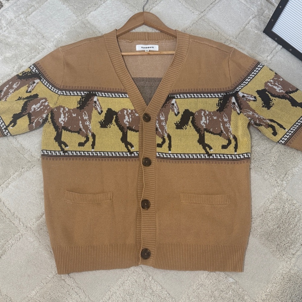 PACSUN Brown Horse Pattern Cardigan